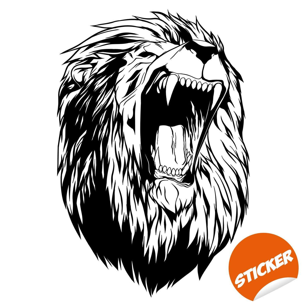Lions Head Wall Sticker featuring a fierce lion face silhouette in high-quality vinyl, perfect for home decor.