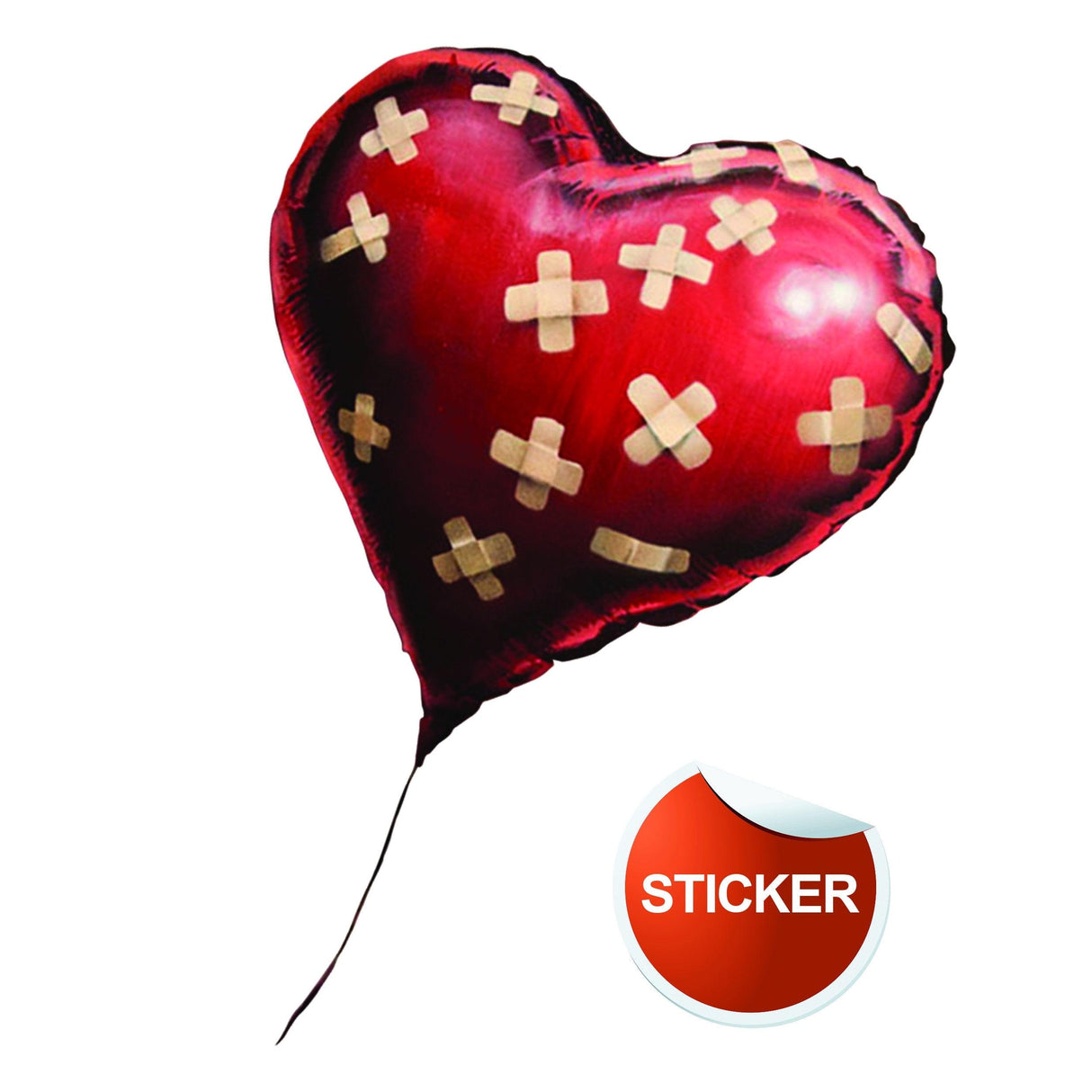 Banksy heart balloon vinyl wall sticker, unique design with band-aid details, perfect for home decor.