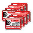 Pack of 10 video surveillance warning signs indicating 24-hour monitoring by security cameras for enhanced security.