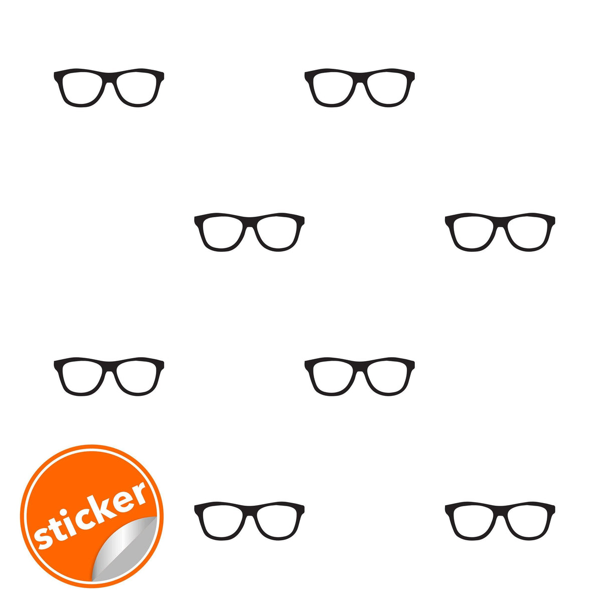 Set of 9 black glasses wall decals stickers for stylish home decor.