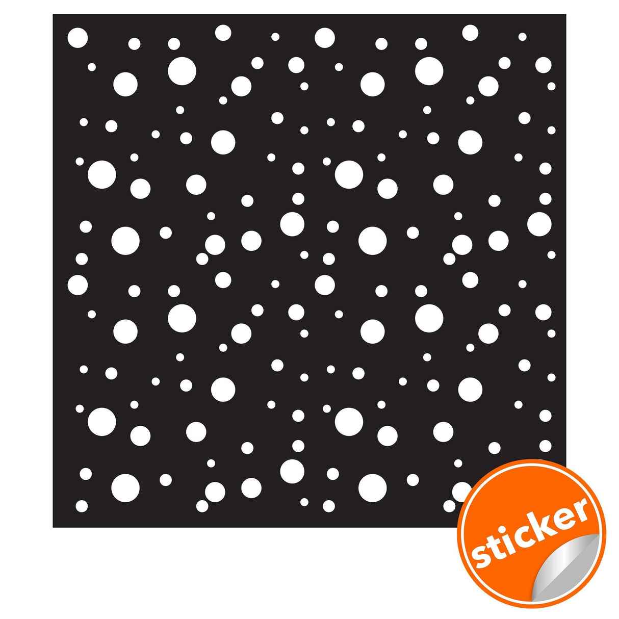 White round circle dot stickers on black background, ideal for labeling and decorating surfaces.
