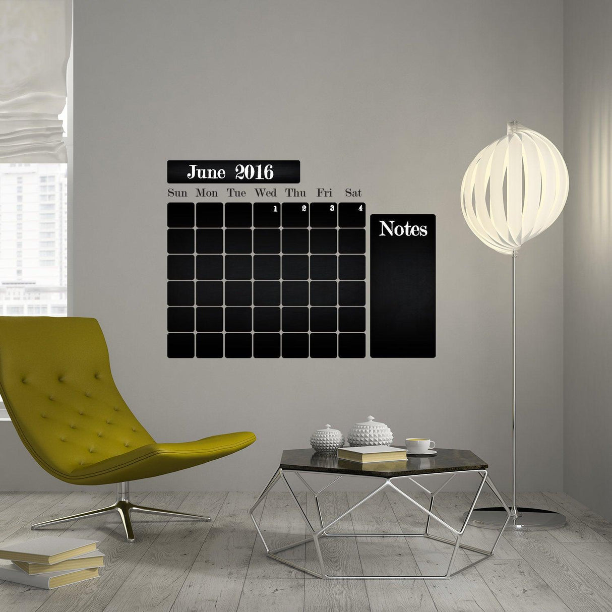 Kitchen blackboard decal wall calendar sticker for organizing schedules and notes in stylish home decor.