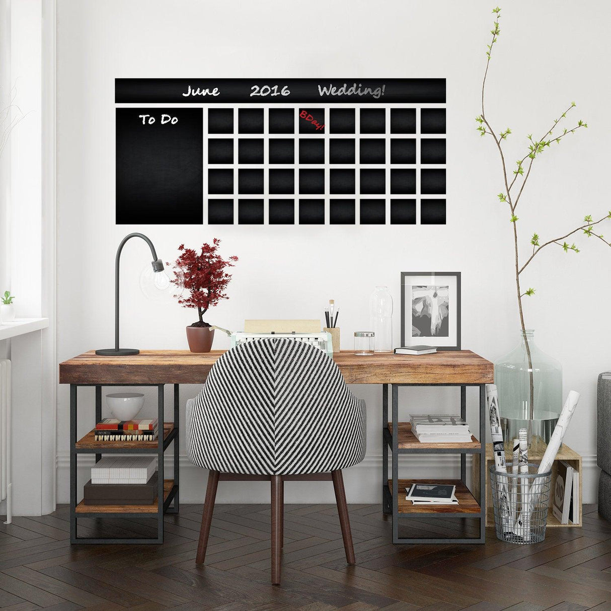Wall weekly planner sticker blackboard decal for organizing schedules with stylish design.