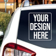 Custom car window decal on a vehicle showcasing personalized design concept.