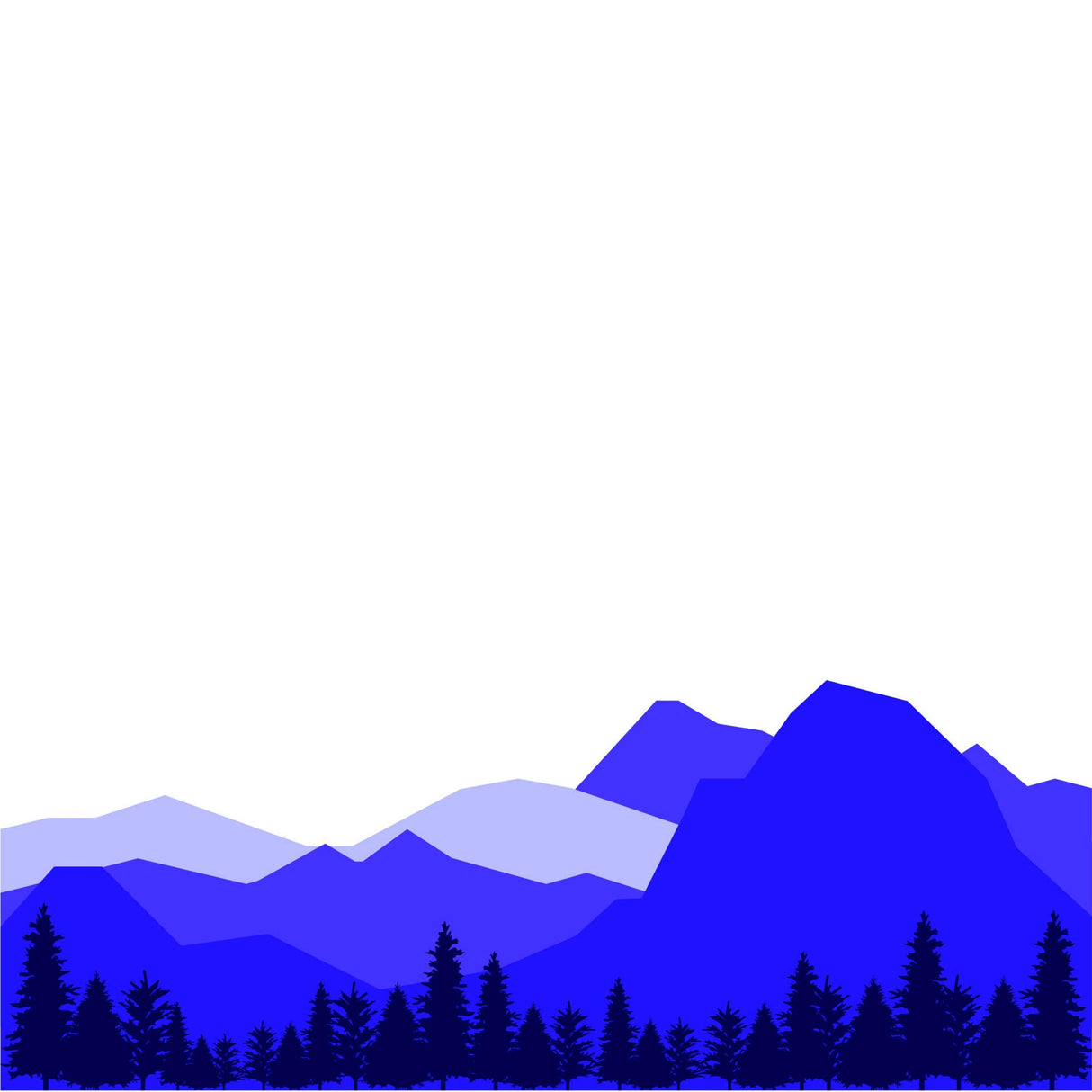 Mountain wall decal featuring a blue mountain landscape with trees, perfect for nursery or kid's room decor.