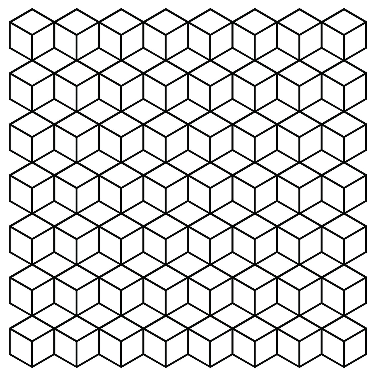 Pattern of overlapping geometric hexagons in black and white, ideal for modern decor and wall art.