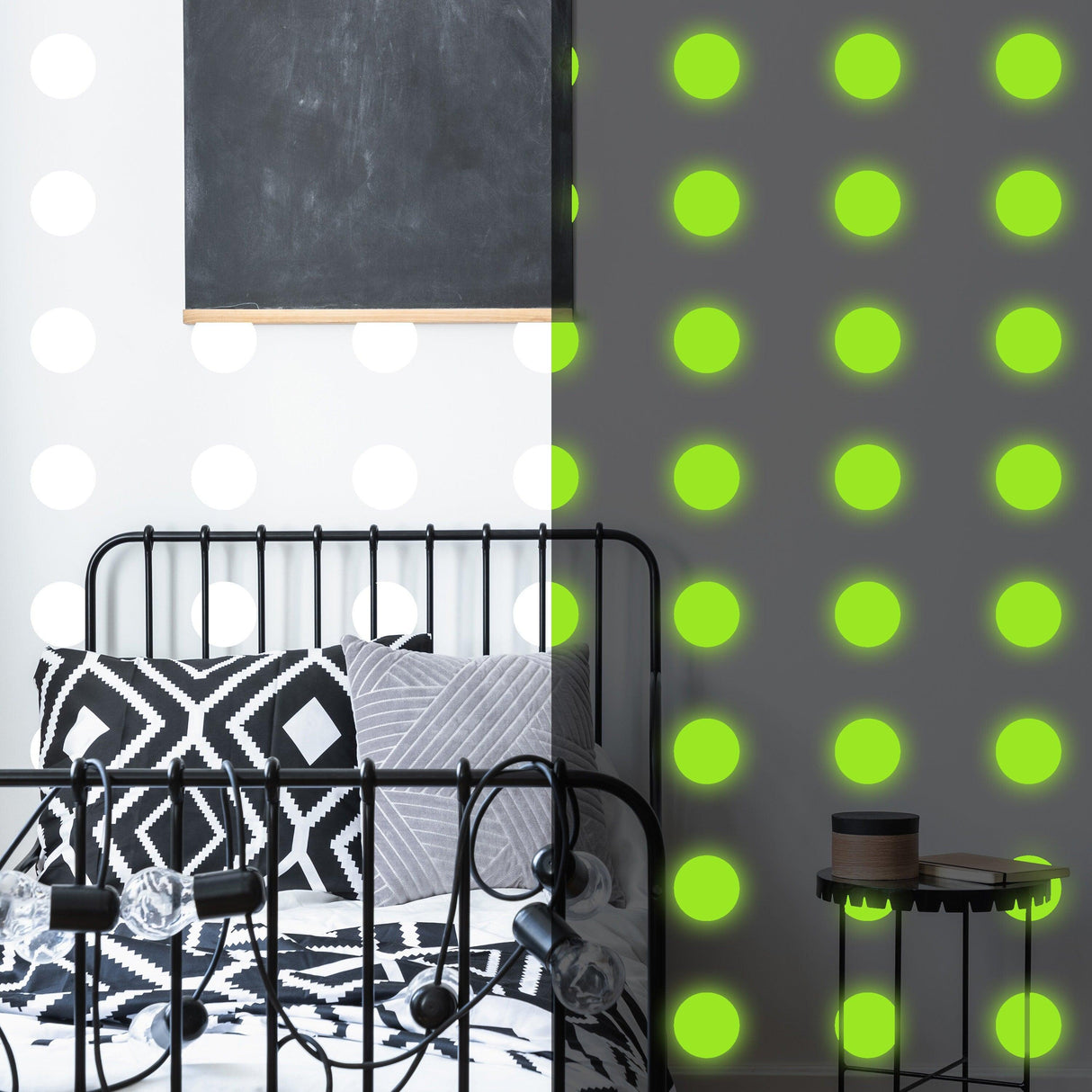 Illuminate your space with 40x glow in dark dots wall stickers, perfect for a magical bedroom decor.