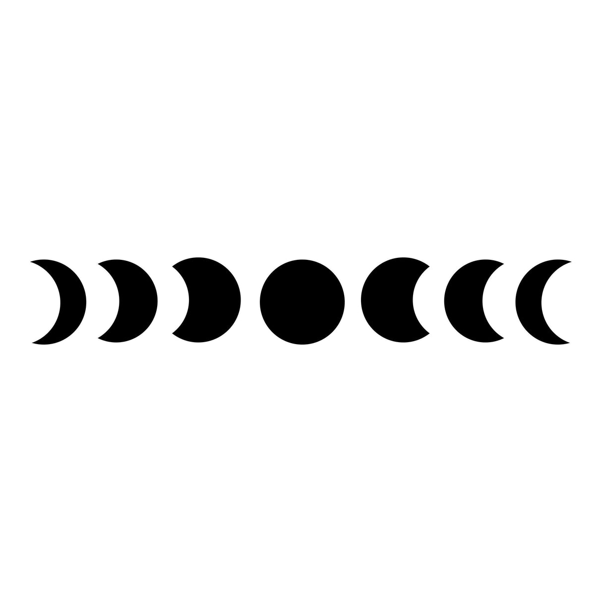 Moon phase vinyl decal sticker featuring the eight phases of the moon in black silhouette design.