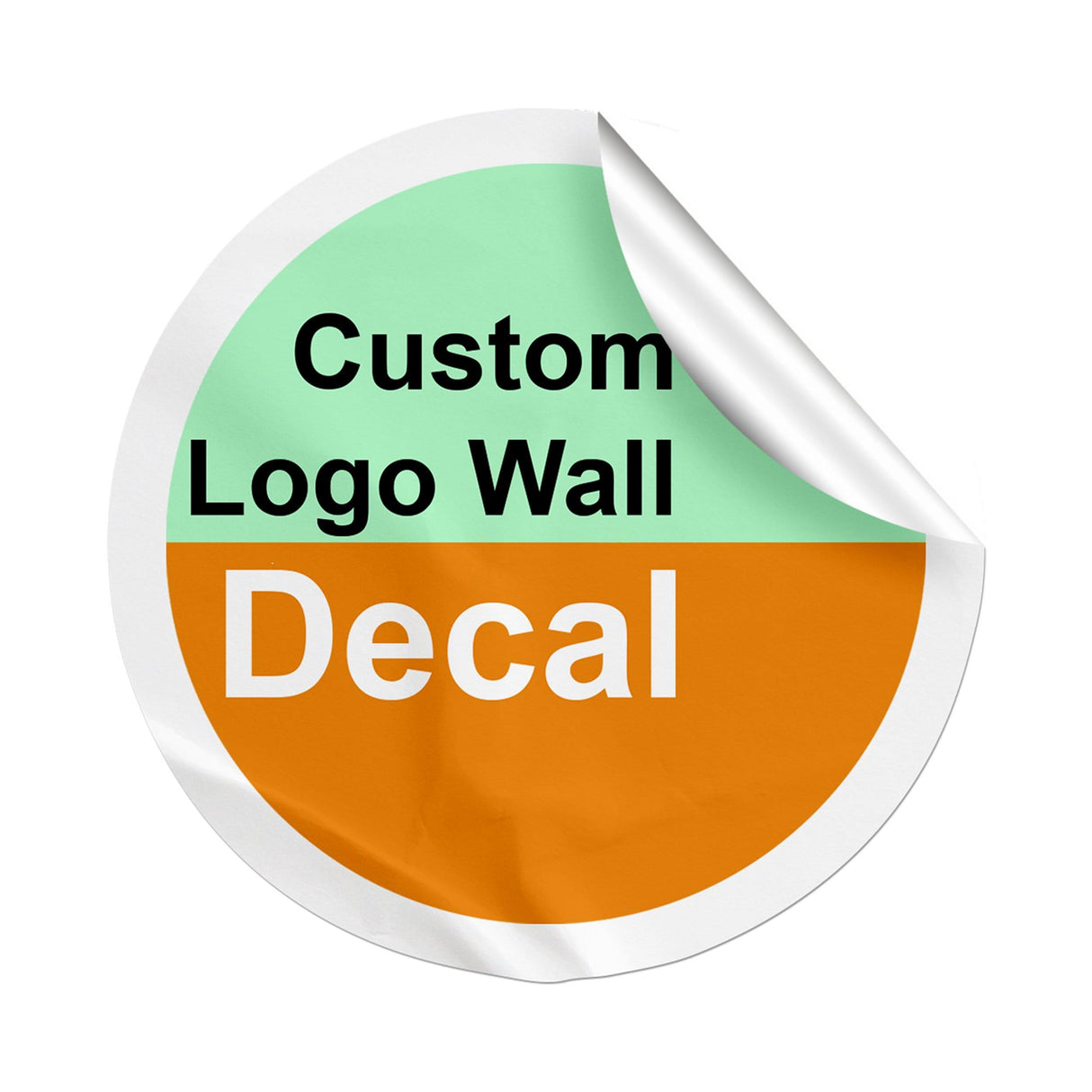 Custom wall decal showcasing vibrant colors with text 'Custom Logo Wall Decal' for personalized home decor.