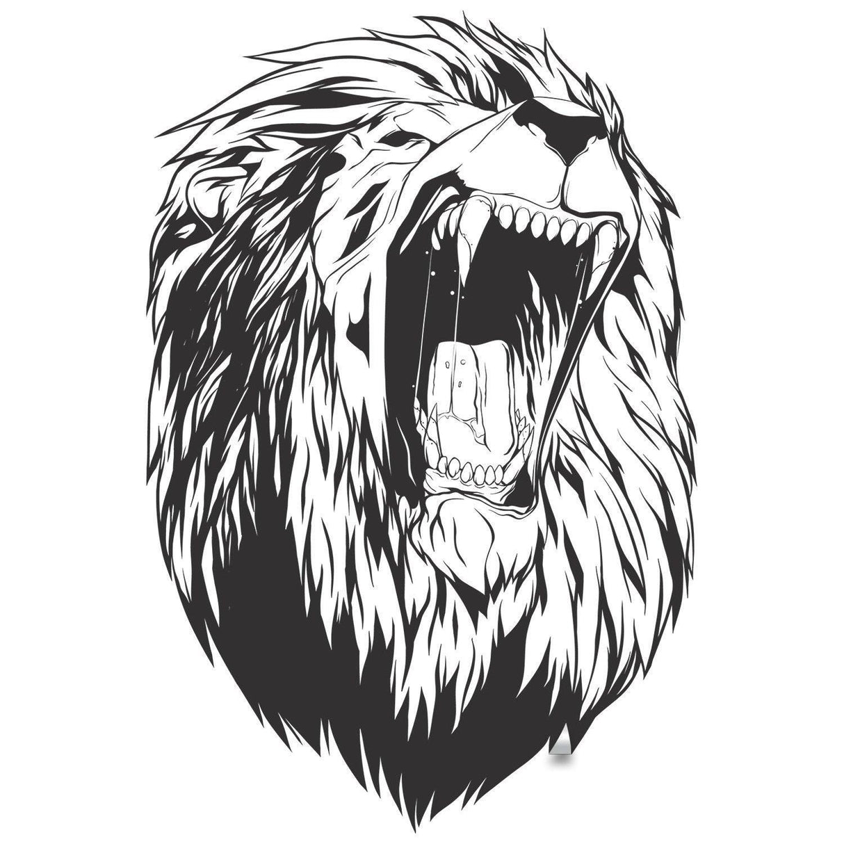 Fierce lion head wall vinyl sticker featuring a roaring silhouette for home decor.