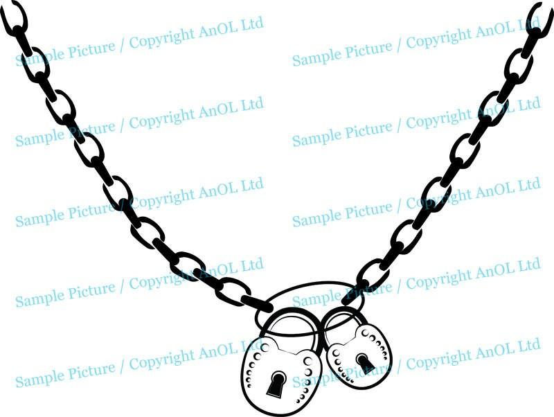 Black chain necklace featuring two silver padlock pendants in a stylish design.