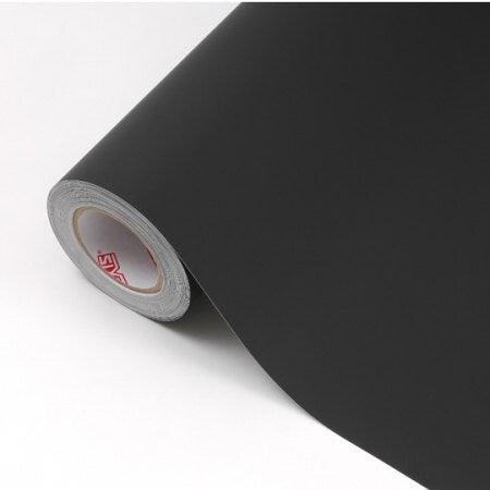 Rolled black vinyl sheet for DIY chalkboard wall stickers, reusable and easy to apply on smooth surfaces.