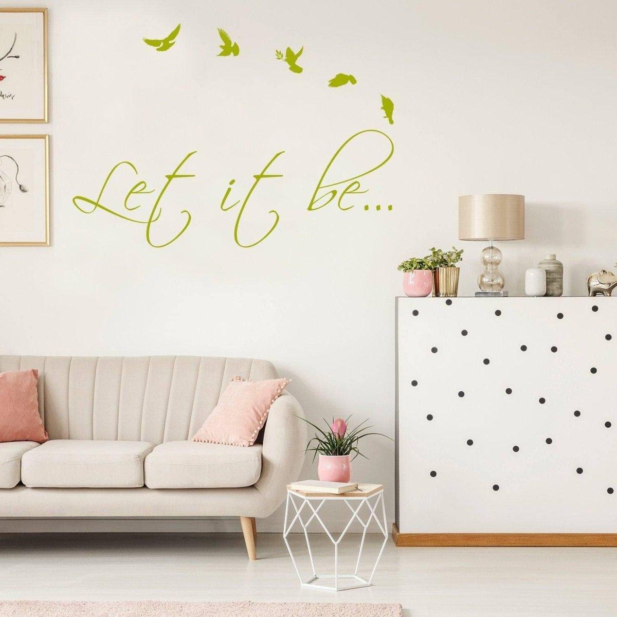 Motivational Harmony vinyl wall sticker with birds, decor for living room, positive affirmation art.