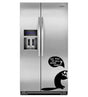 Whimsical fridge with cute cat sticker asking 'And what are we eating tonight?' for decorative kitchen fun.