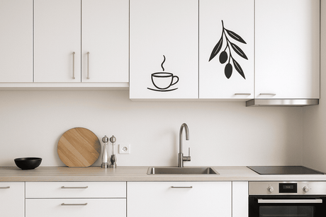 Minimalist kitchen wall decal selection and placement