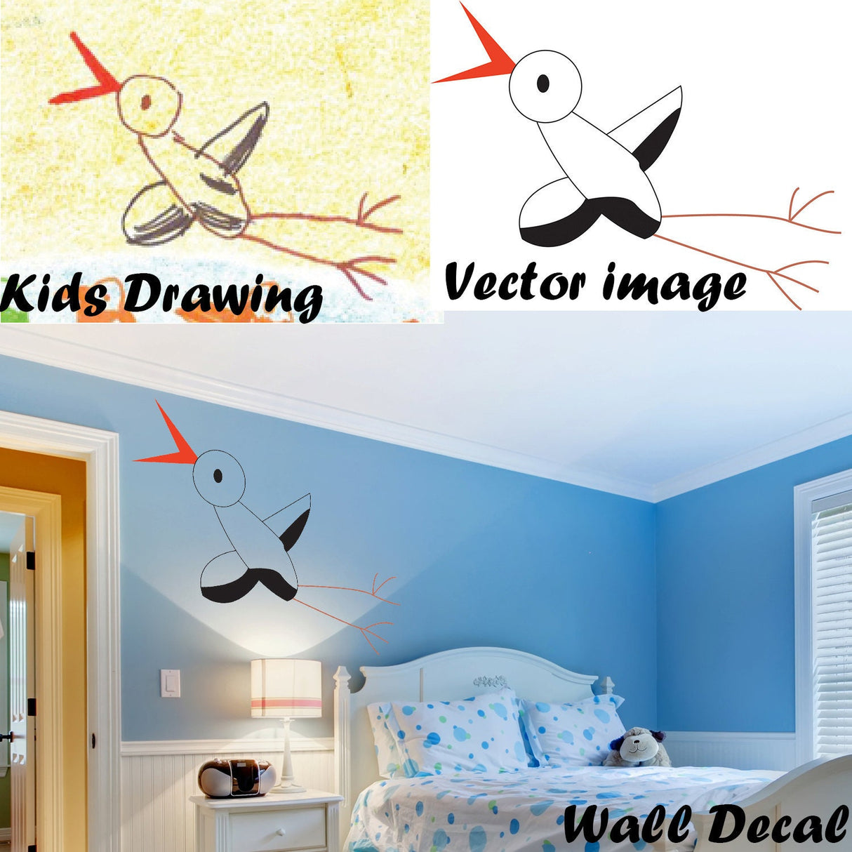 Custom Drawing Vectorize In Vinyl Sticker - Draw Portrait Design Art Made Photo In Illustration Decal