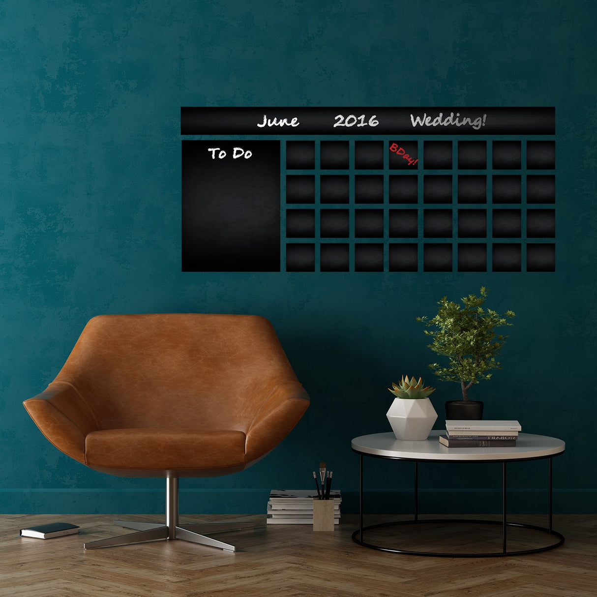 Office Calendar Chalkboard Vinyl Sticker - Editable Organizer Dry Erase Chalk Decal