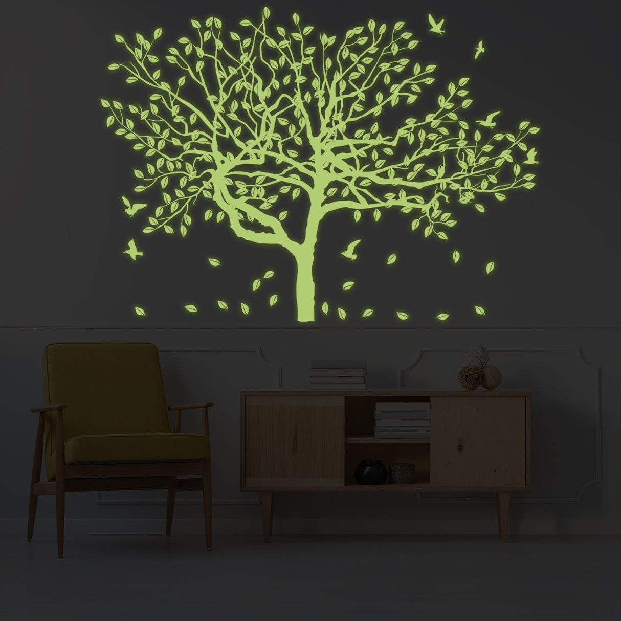 Glow In The Dark Wall Vinyl Sticker Art - Luminescent Neon Night Glowing Light Decal Kid Room Stick