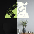 Banksy Glowing Vinyl Wall Decal Monkey With Headphones - Glow in Dark Chimp Listening to Music Earphones