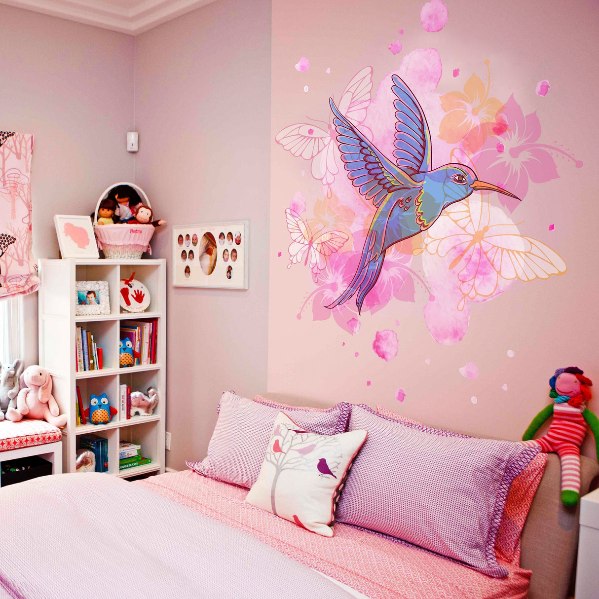 Hummingbird Wall Vinyl Sticker - Colibri Art Decor Humming Bird Cute Colorful Home Decal Gift