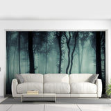Foggy Forest Wallpaper Sticker Mural - Night Tree Fog Removable Wall Paper Art Decal