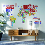 World Map Vinyl Wall Sticker - Country Name Word Kid Large Art Decor Decal