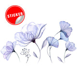 Floral Wall Vinyl Sticker Mural - 3d Blue Flowers Stick Peel Living Room Decor Decal