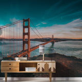 California Golden Gate Bridge Wallpaper Sticker - Wall Cover Art San Francisco Vinyl Print Room Decal
