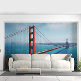 California Golden Gate Bridge Wallpaper Sticker - Wall Cover Art San Francisco Vinyl Print Room Decal