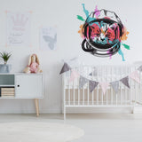 Space Cat Wall Art Decor Transfer Sticker - Funny Astronaut Kitten Decoration Decal