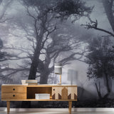 Foggy Forest Wallpaper Decal - Landscape Tree Wall Paper Mural Self Peel And Stick Sticker