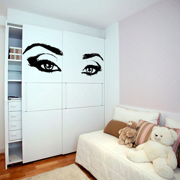 Woman Eyes Sticker Bedroom Wall Decor For Women - Female Eye Lash Beautiful Room Eyebrow Decal