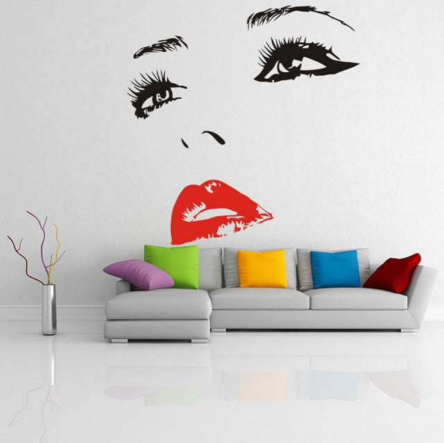Woman Eyes Sticker Bedroom Wall Decor For Women - Female Eye Lash Beautiful Room Eyebrow Decal