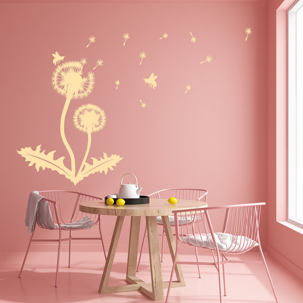Dandelion Wall Decor Decal - Large Flower Vinyl Art Sticker For Bedroom Living Room Bathroom