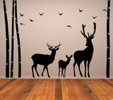 Deer & Moose Wildlife Wall Decal - Birch Tree Forest Vinyl Sticker, Perfect for Nursery and Kids Room