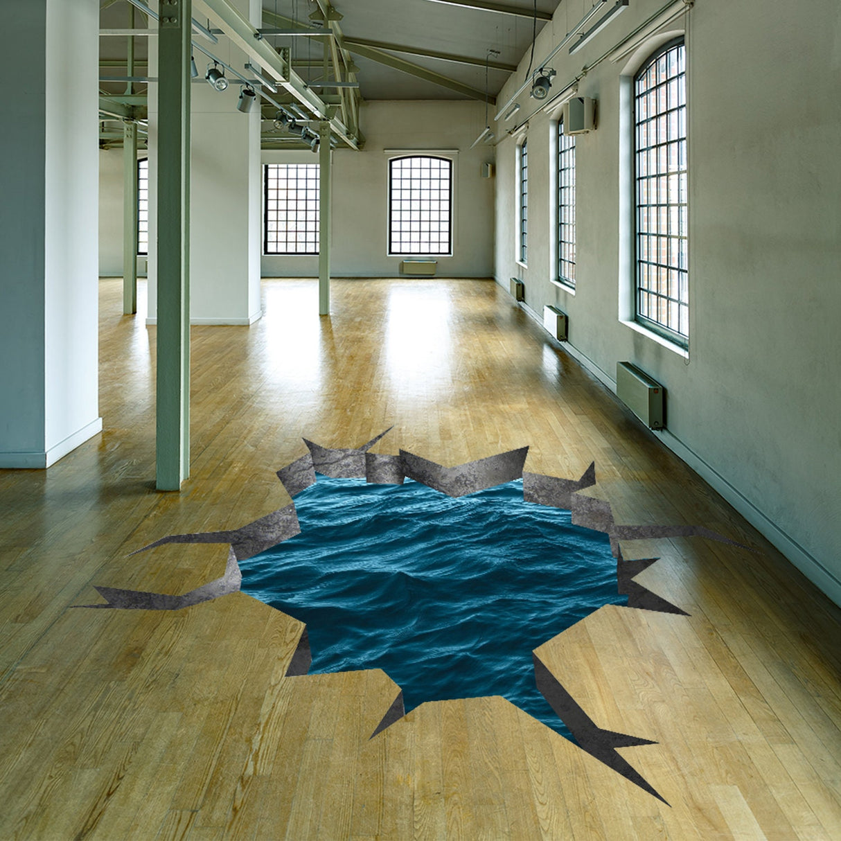 3d Floor Sea Decal - The Flooring Ocean Hole Sticker Decor For Kid Living Room Bathroom