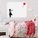 Banksy Girl With The Red Balloon Wall Decal - Bansky Street Art Graffiti Air Ballon Vinyl Sticker For Wall