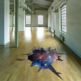 3D Floor Space Portal Hole Decal - Galaxy Art Sticker Decor For Kid Teen Living Room Bathroom