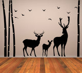 Deer Wildlife Wall Decal - Birch Tree Forest Moose Vinyl Sticker For Nursery Baby Kid Room Decor