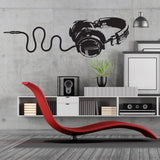 Music Wall Decal Decor - Vinyl Dj Headphones Sticker For Teen Boy Room