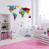 World Map Wall Decal - Large Vinyl Sticker Of The Giant Travel Globe For Bedroom Living Room Decor