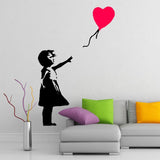 Banksy Girl With The Red Balloon Wall Decal - Bansky Street Art Graffiti Air Ballon Vinyl Sticker For Wall
