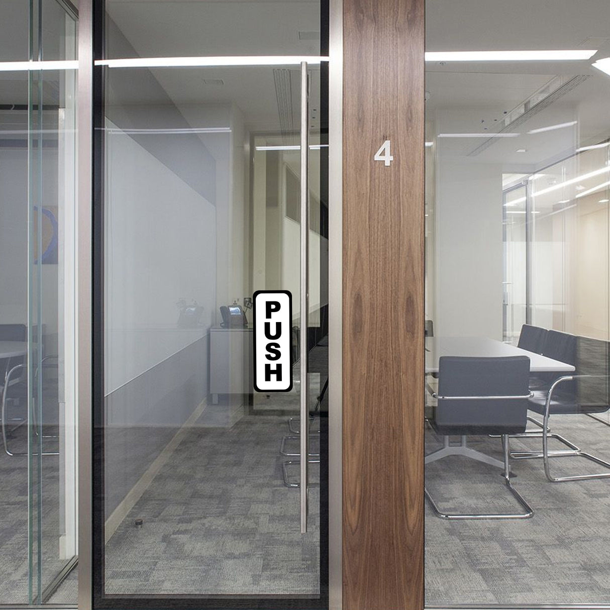 4x Push Pull Door Vertical Sticker Sign For To Open And Close - Waterproof Store Glass Vinyl Decal