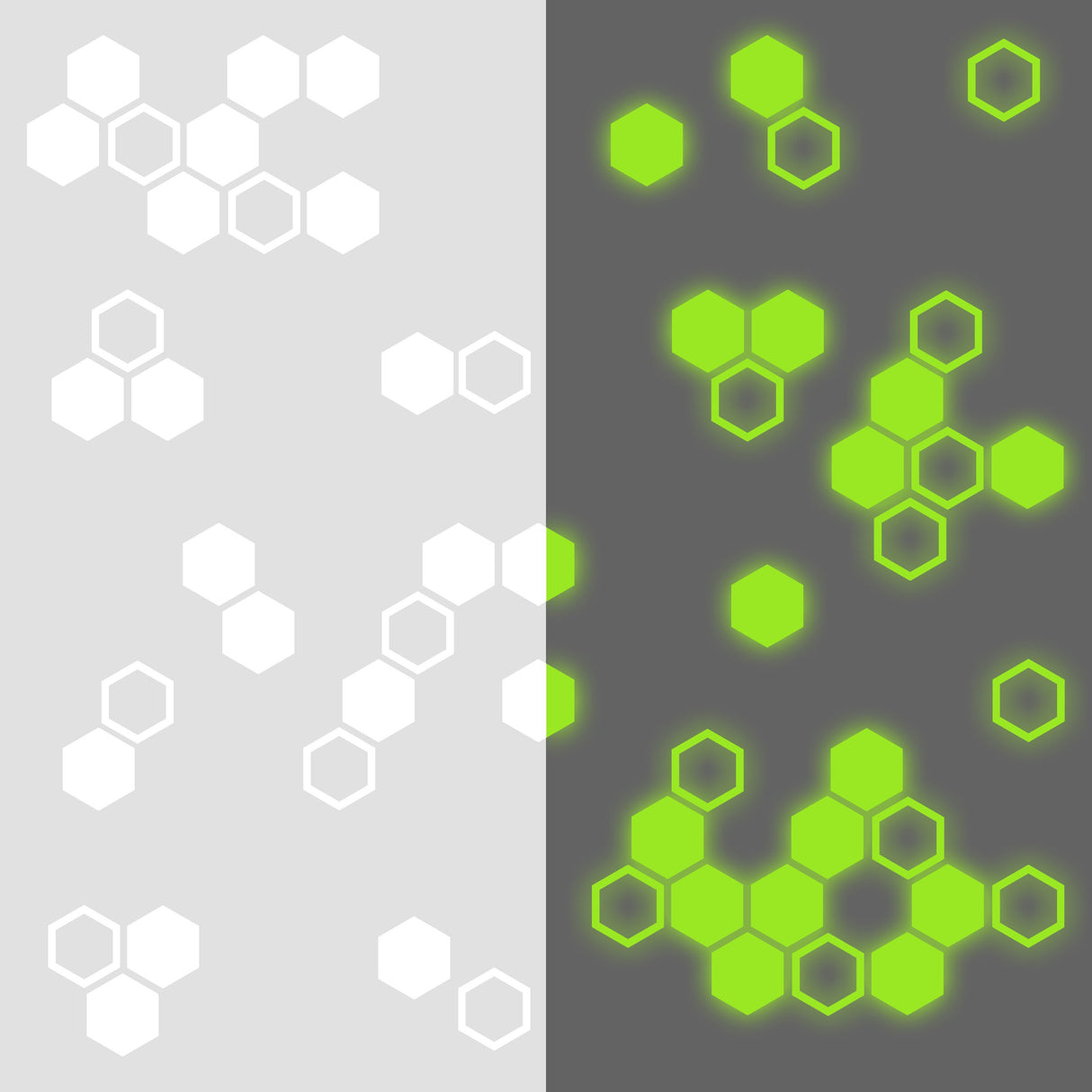 50x Glow In Dark Honeycomb Wall Decals Decor - Nigh Light Geometric Hexagon Stickers