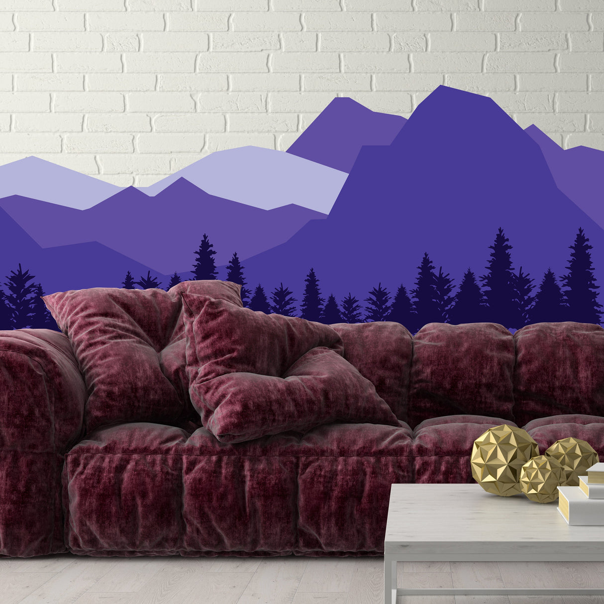 Mountain Wall Decal - Mountains Vinyl Sticker Decor For Nursery Baby Kid Boy Room