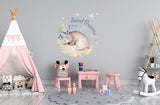 Cute Sleeping Animal Nursery Wall Sticker - Sweet Dreams Cloud Kid Baby Room Decor Decal