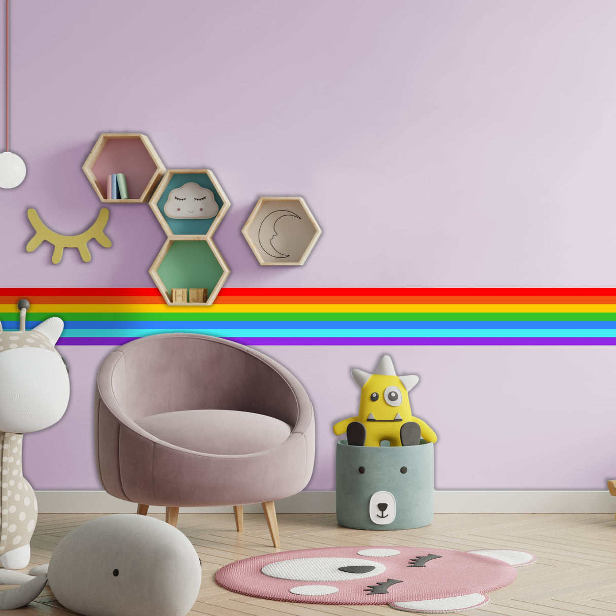 Rainbow Border Sticker - Ranbows Theme Stick Stripe Tape Decor