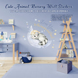 Sleeping Animal Nursery Wall Sticker - Sweet Dreams Cloud Kid Baby Room Decor Decal