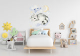Sleeping Animal Nursery Wall Sticker - Sweet Dreams Cloud Kid Baby Room Decor Decal