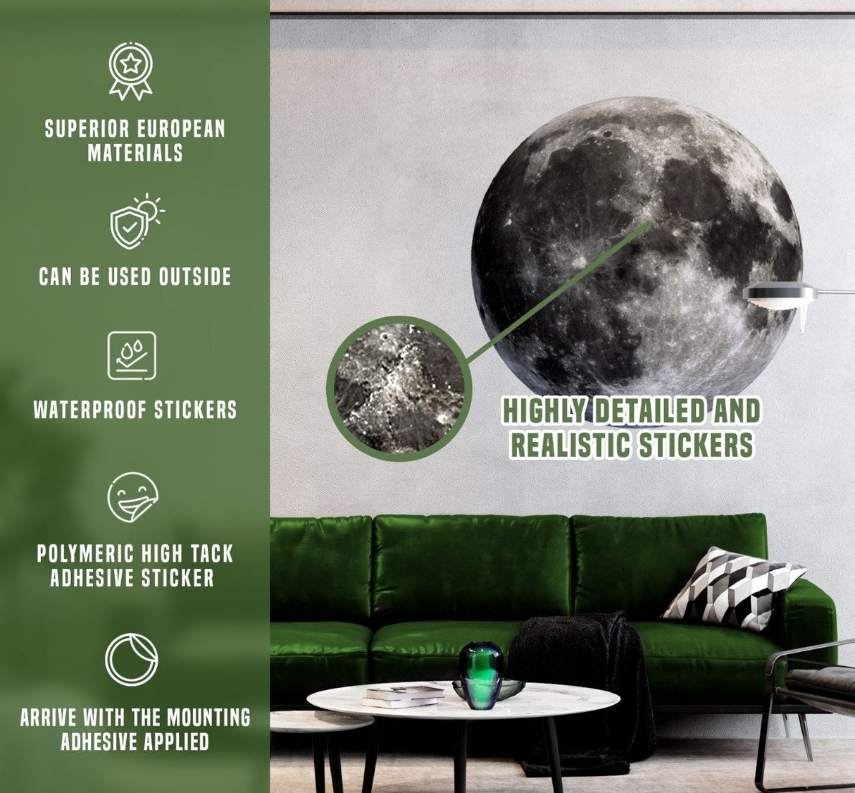 Full Moon Wall Sticker - Moon Back Phase Decal